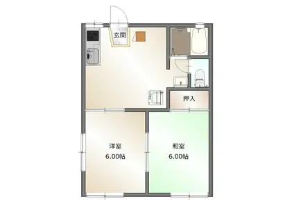 グリーンラビーE棟(2DK/2階)の間取り写真