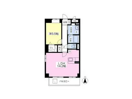 シュエット・メゾン(1LDK/3階)の間取り写真