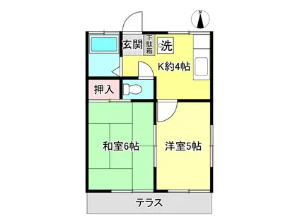 カーサ上の原(2K/1階)の間取り写真