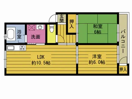 リビングハイツ高松A(2LDK/2階)の間取り写真