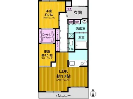 ラヴェール住吉(2LDK/5階)の間取り写真