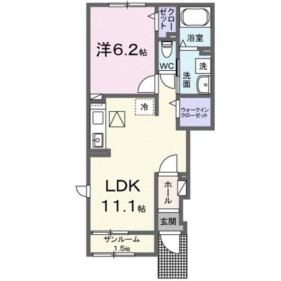 スクエアメゾン(1LDK/1階)の間取り写真
