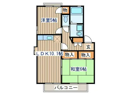 グリュックK将監(2LDK/2階)の間取り写真