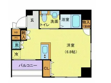 ガリシア日本橋水天宮Ⅱ(ワンルーム/2階)の間取り写真