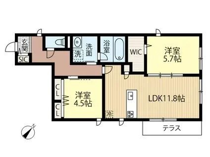 ヴェルドミール上町(2LDK/3階)の間取り写真