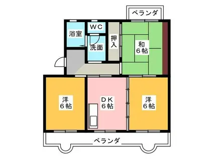 プライムハイツA・B(3DK/2階)の間取り写真