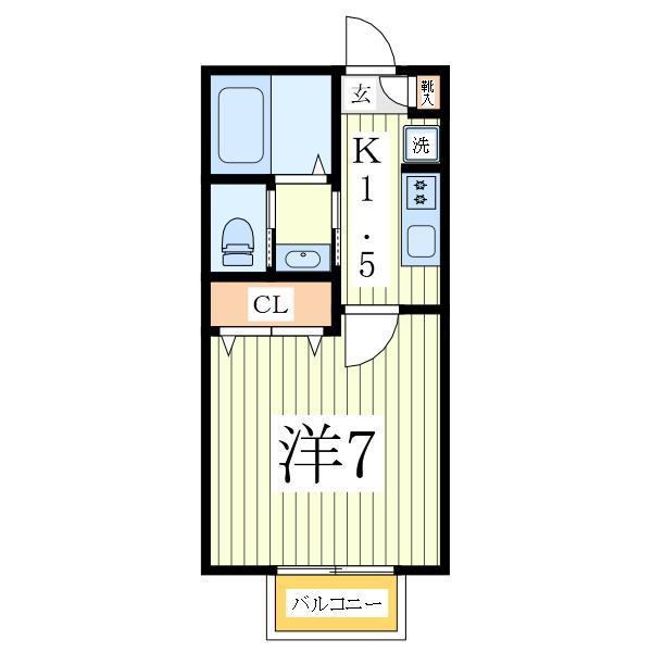 川辺の朝とエスプレッソ(1K/1階)の間取り写真
