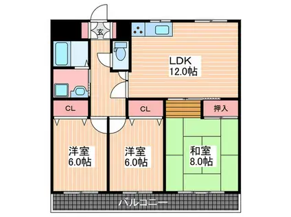 ラフィーネ野村II(3LDK/2階)の間取り写真