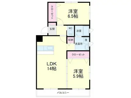 ハイツ・キノト(2LDK/3階)の間取り写真