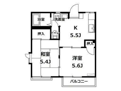 ハイム舟石川(2DK/1階)の間取り写真