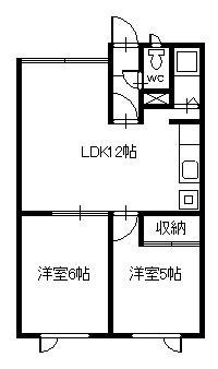 大堅マンション(2LDK/1階)の間取り写真