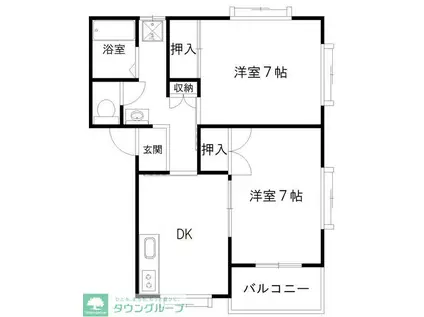 サントピア長瀬(2DK/1階)の間取り写真