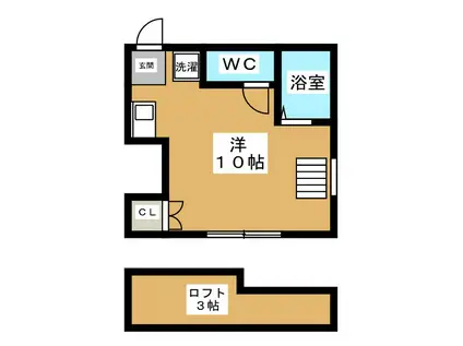 ウィスタリア(ワンルーム/2階)の間取り写真