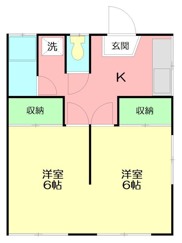 ハイツ鶴巻壮(2DK/1階)の間取り写真