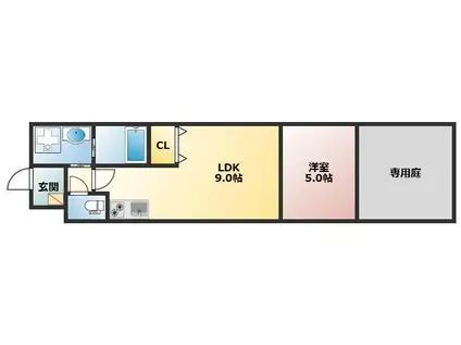 メゾン・ド・ブランシェ山科駅前(1LDK/1階)の間取り写真