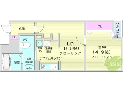 EVパレス(1DK/3階)の間取り写真