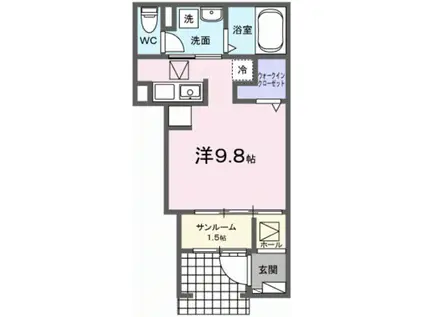 ヒカルサ豊橋東田町II(ワンルーム/1階)の間取り写真