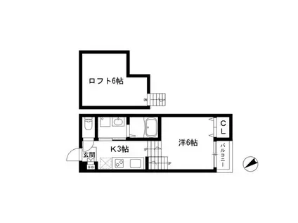 アモール枇杷島(1SK/1階)の間取り写真