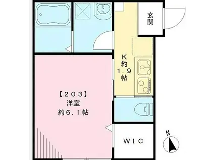 カーサ松ノ木(1K/2階)の間取り写真