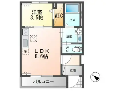 雫VII(1LDK/1階)の間取り写真
