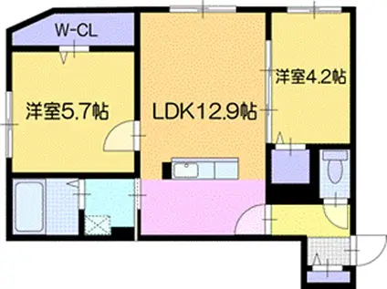 PRIMAVORTA新札幌(2LDK/1階)の間取り写真