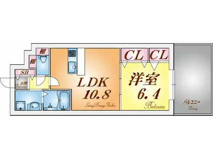 離宮前レジデンス(1LDK/1階)の間取り写真