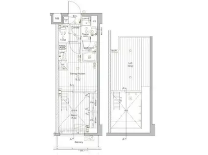 プレミアムキューブG北新宿ドゥー(1DK/B1階)の間取り写真