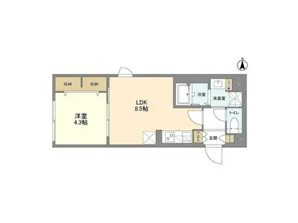 ウェルスクエア笹塚II(1LDK/2階)の間取り写真