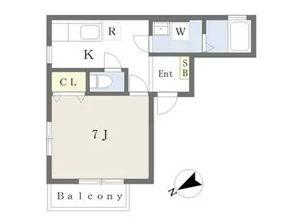 グランリジェール(1K/2階)の間取り写真