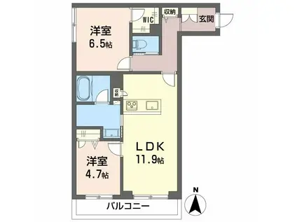 シャーメゾン セルディーナ(2LDK/1階)の間取り写真