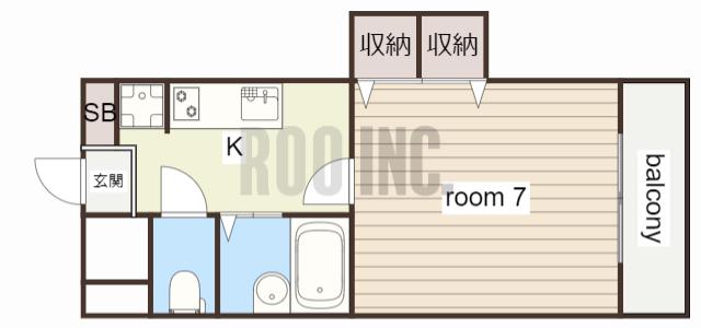 ジュネス神屋町(1K/5階)の間取り写真
