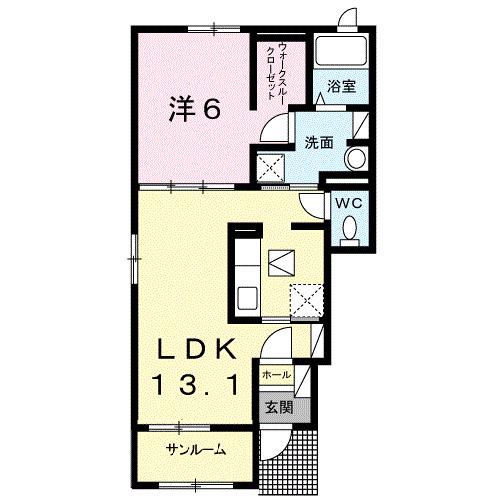 サニーコート大木戸A(1LDK/1階)の間取り写真