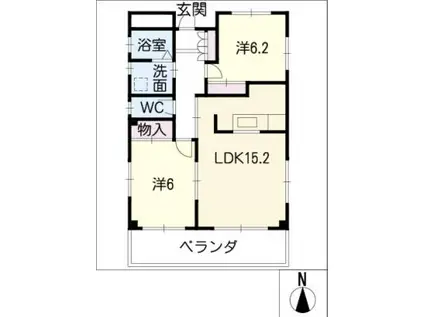 カーネ吉川(2LDK/3階)の間取り写真