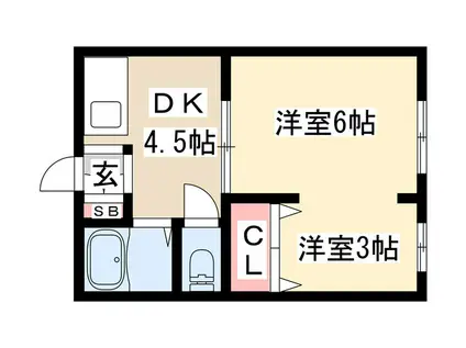 ふじ荘(2DK/2階)の間取り写真