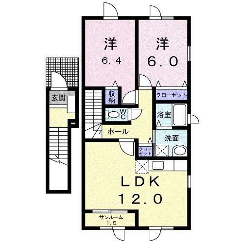 クリアネスK-I(2LDK/2階)の間取り写真