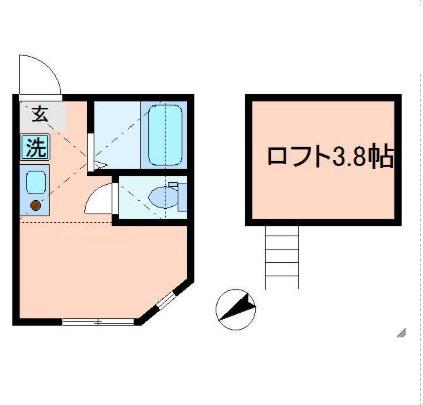 クレールプレイス白楽(ワンルーム/2階)の間取り写真