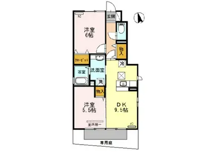 パークサイドツイン(2DK/1階)の間取り写真