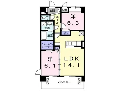 MKプロムナード(2LDK/4階)の間取り写真