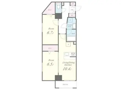 ジェーピーティーレジデンス(2LDK/10階)の間取り写真