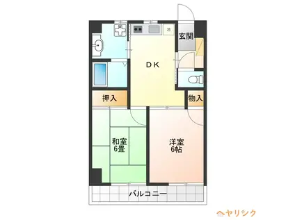 グレースいながき(2DK/6階)の間取り写真
