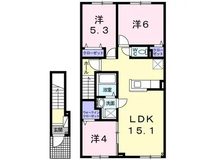 ヴィアントーレ・神楽岡(3LDK/2階)の間取り写真