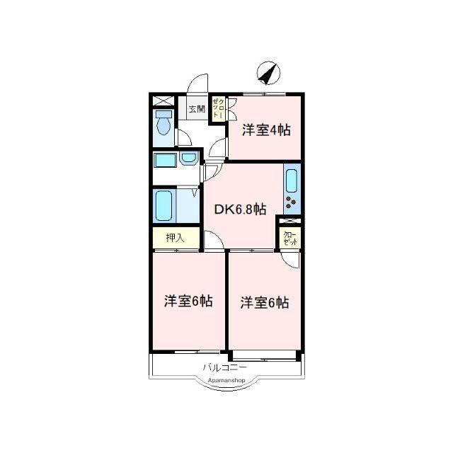 グリーンヒルマンション(3DK/3階)の間取り写真