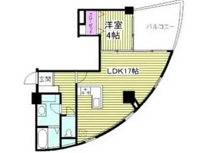 クリスタルタワー(1LDK/4階)の間取り写真