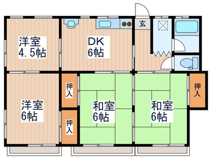 第2スカイコーポ(4DK/2階)の間取り写真