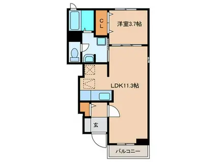 アドーラ木曽川 VII(1LDK/1階)の間取り写真
