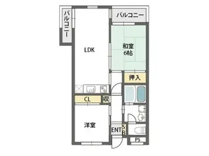 ボナール島田(2LDK/2階)の間取り写真