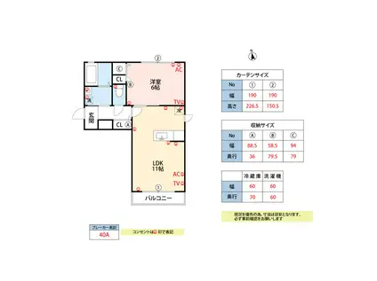 クラヴィエ小森野(1LDK/2階)の間取り写真