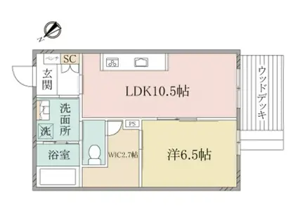 ヘーベルヴィレッジ北赤羽GLOIER(1LDK/1階)の間取り写真