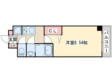 アジュール江坂(1K/8階)の間取り写真