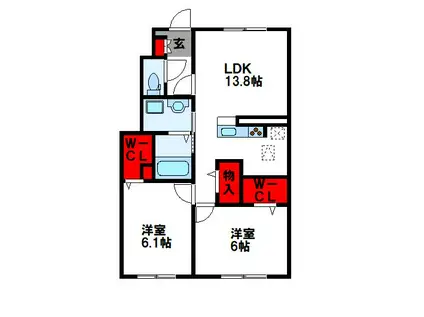 アン ボロンテ(2LDK/1階)の間取り写真